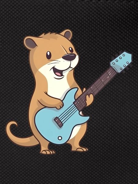 Cute mongoose playing guitar