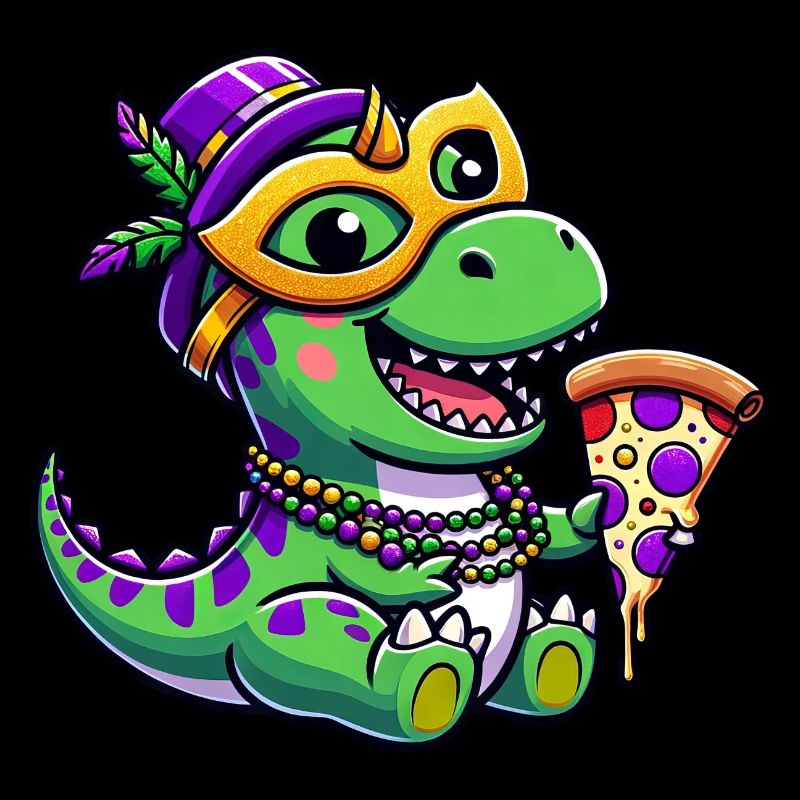 Mardi Gras T-Rex, Dinosaurier Karneval, Bunte