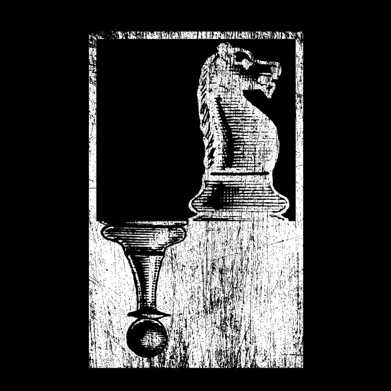 weißes Pferd und schwarzer Bauer Schach Figuren