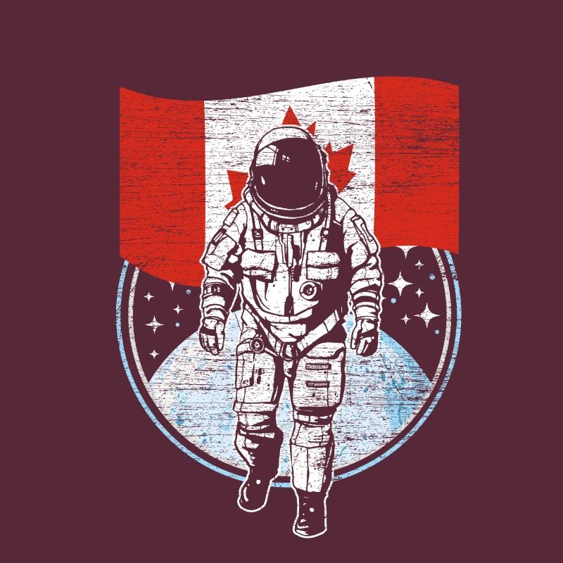 L'astronaute avec le drapeau du Canada dans l'espace