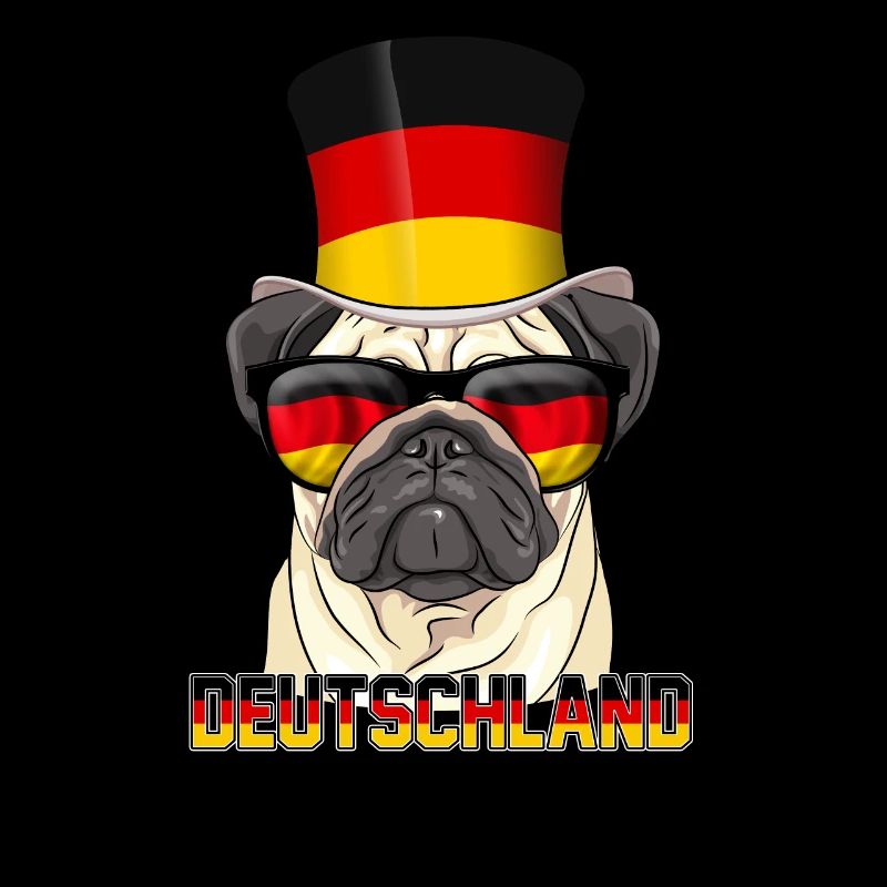 Cooler Deutschland Mops mit Hut und Brille
