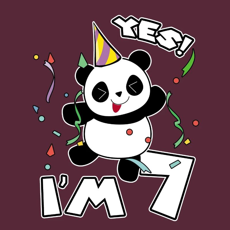 7th Birthday Panda Party Yes I'm 7 Years Old Gift