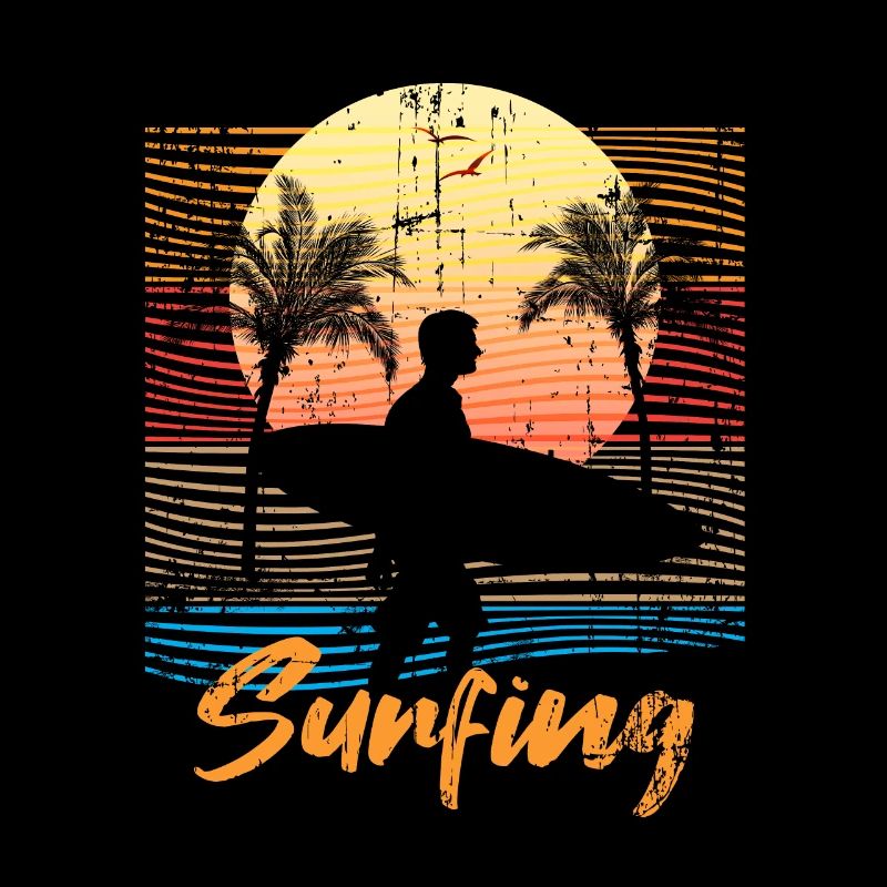 Summer palms surfing vacation
