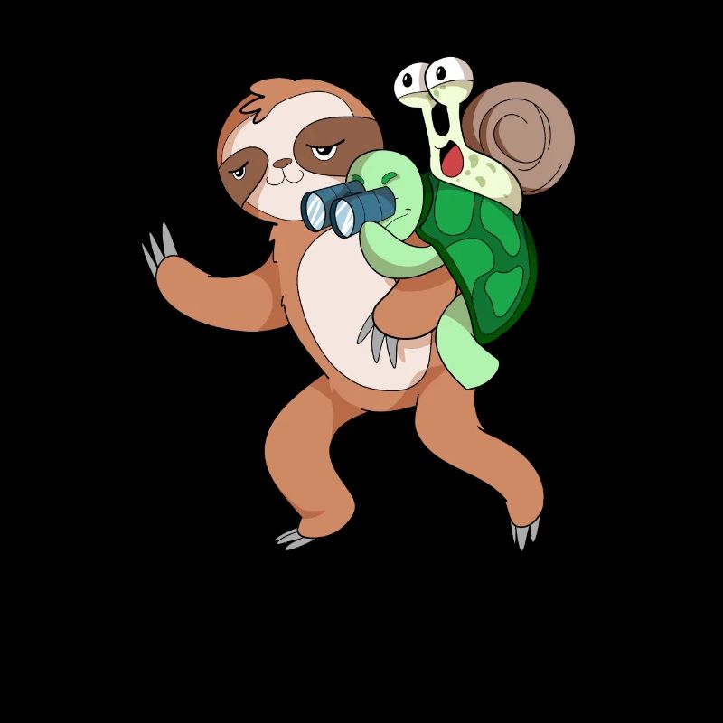 Turtle snail and sloth