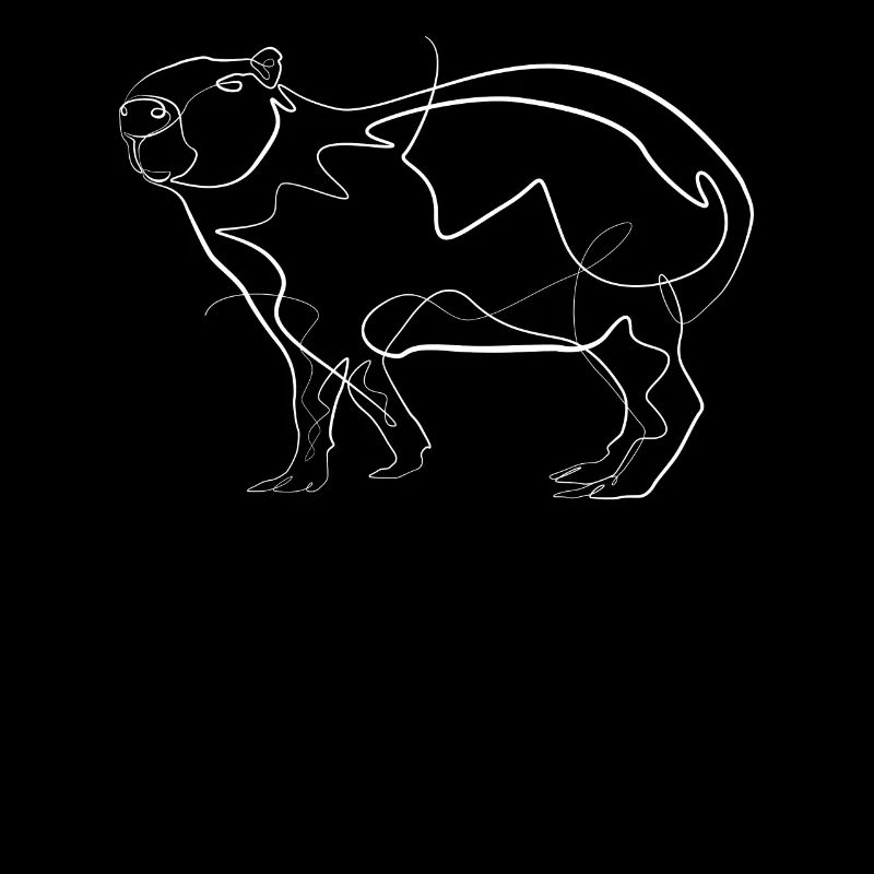 Capybara animal motif - one line drawing