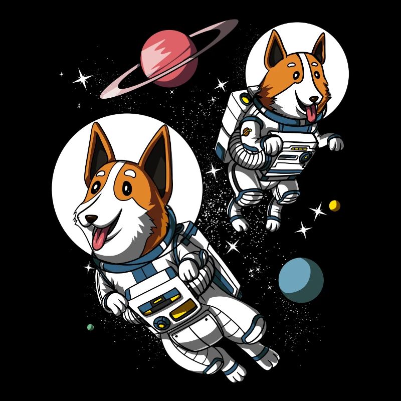 Cute Corgi Dog Space Astronauts