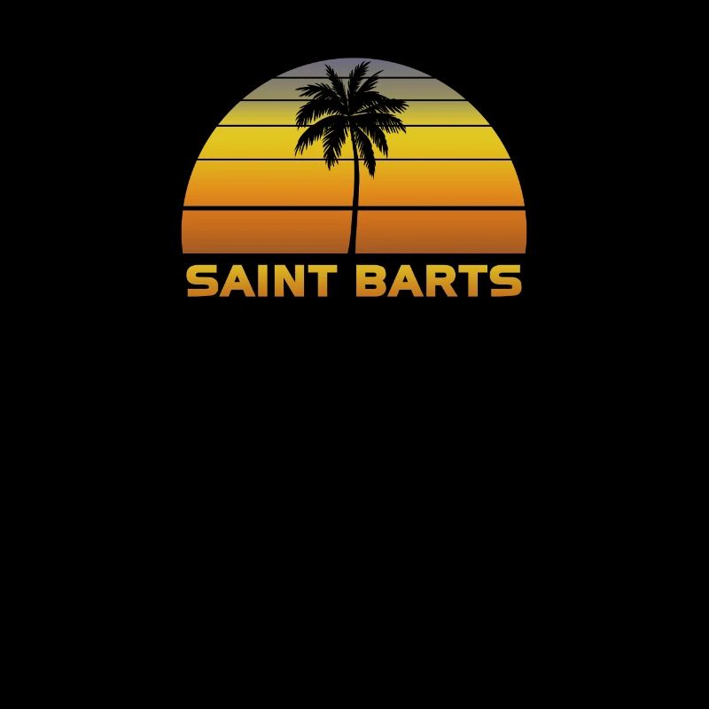 Vintage St Barth Beach Palm Tree Sunset Cool