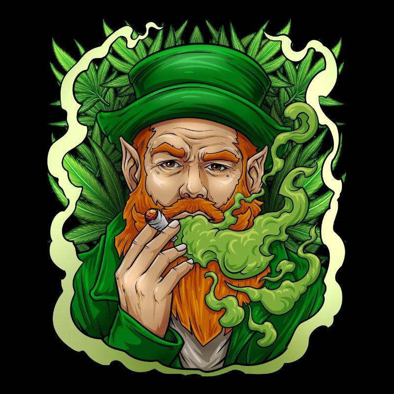 Leprechaun fumer de l'herbe St Patrick's Day Funny