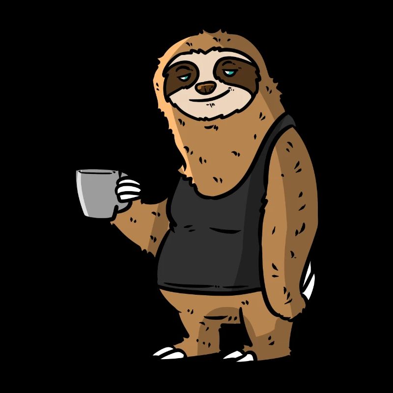 Sloth drinks coffee