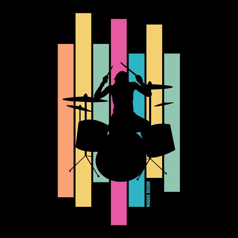 Drummer Drums Drummer Funny Retro 80s