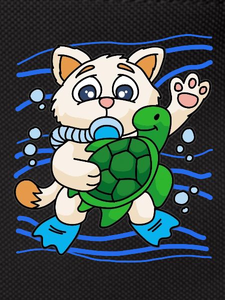 KITTY WITH SEA TURTLE