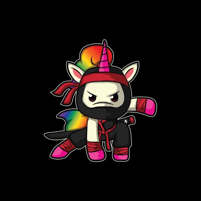 Regenbogen Ninja Einhorn Comic Bunt süß Geschenk