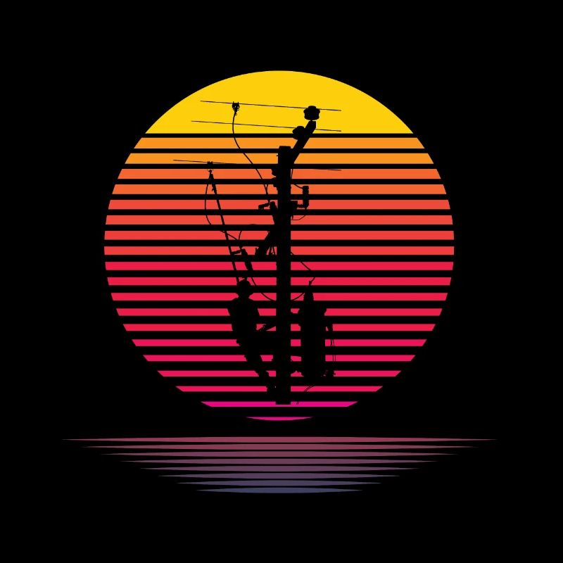Silhouette de monteur de lignes rétro