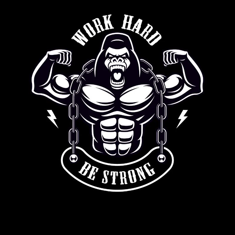 Work Hard be Strong Gorilla Silberrücken Geschenk