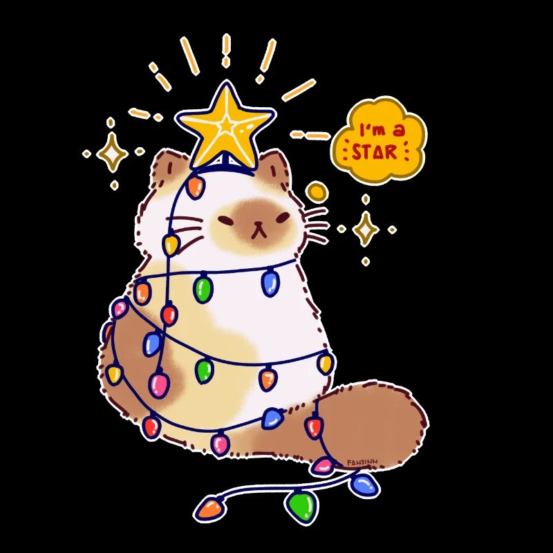 Katze Lichterkette Stern Weihnachtsbaum Geschenk