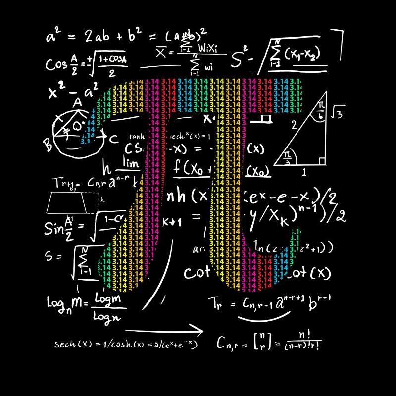 Pi Jour 3.14 Pi symbole avec math equations cadeau