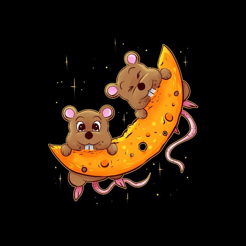 Souris sur la lune au fromage, cadeau pour accro au fromage