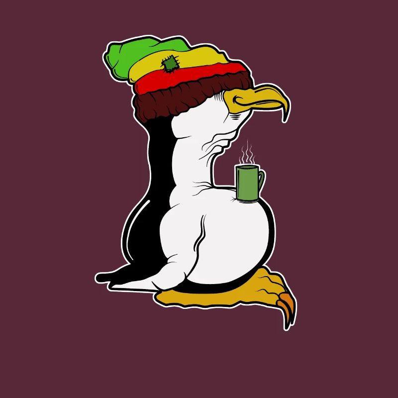 Tux Linux Pinguin Kaffeepause Computerfreak Rasta