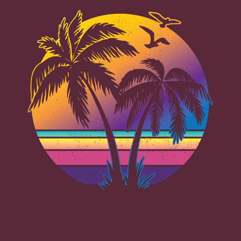 Coucher de soleil Vintage Palm Tree Gift Design Idea Beach