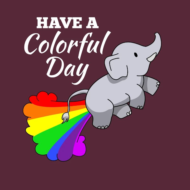 Elefant Witz Comic Illustration Regenbogen