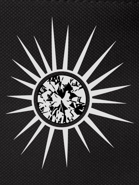White sun with diamond.