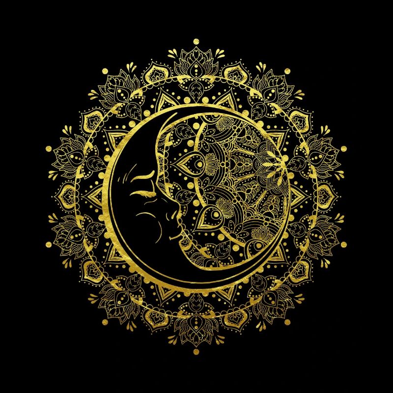 Mandala de lune en or bouddhiste indien