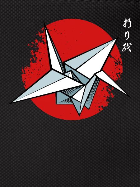 Grue origami sur cercle rouge