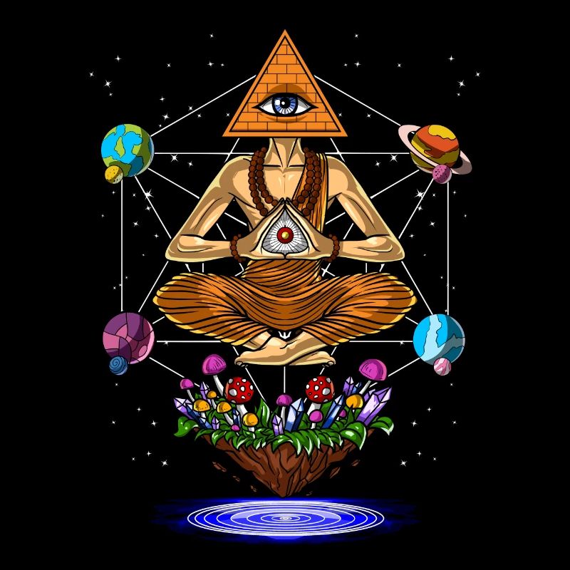 Champignons psychédéliques Illuminati Pyramid
