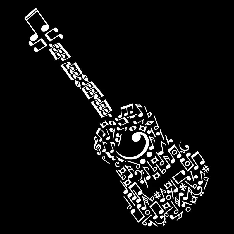 Clavecin guitare composé d'un cadeau de notes de musique