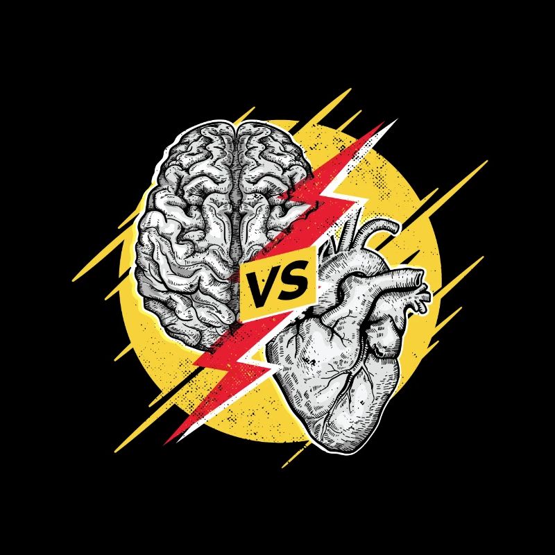 Heart vs. brain heart vs. brain with flash
