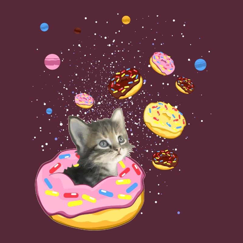 Chat mignon à l'intérieur de Donut dans l'espace
