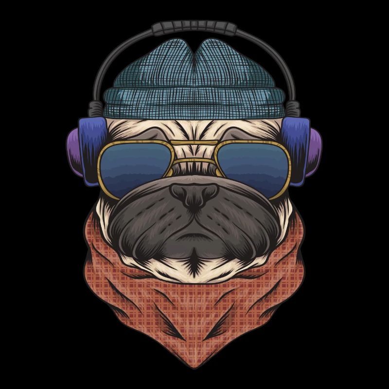 Cooler Mops DJ mit Kopfhörergeschenk für DJs oder Mops