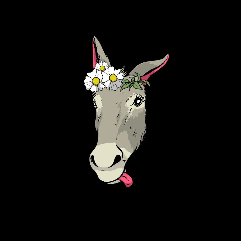 Sweet donkey with flowers gift I mule