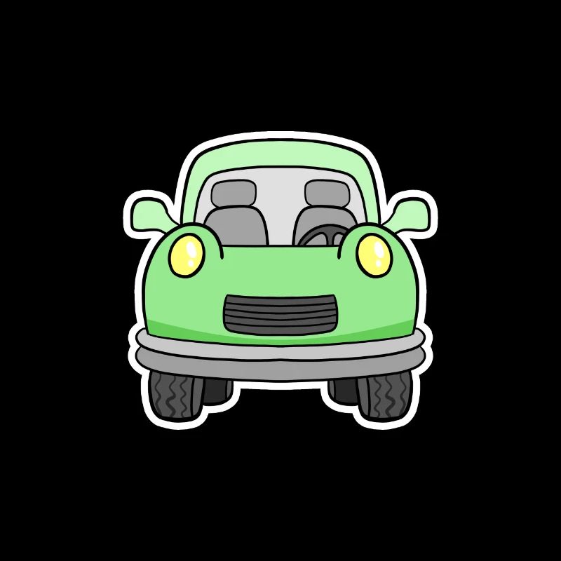 Cheerful green wagon front view