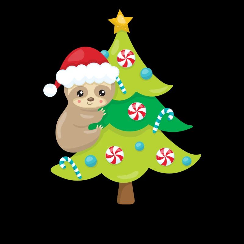 Weihnachtsfaultier Santa Hat Faultier Klettern auf einem