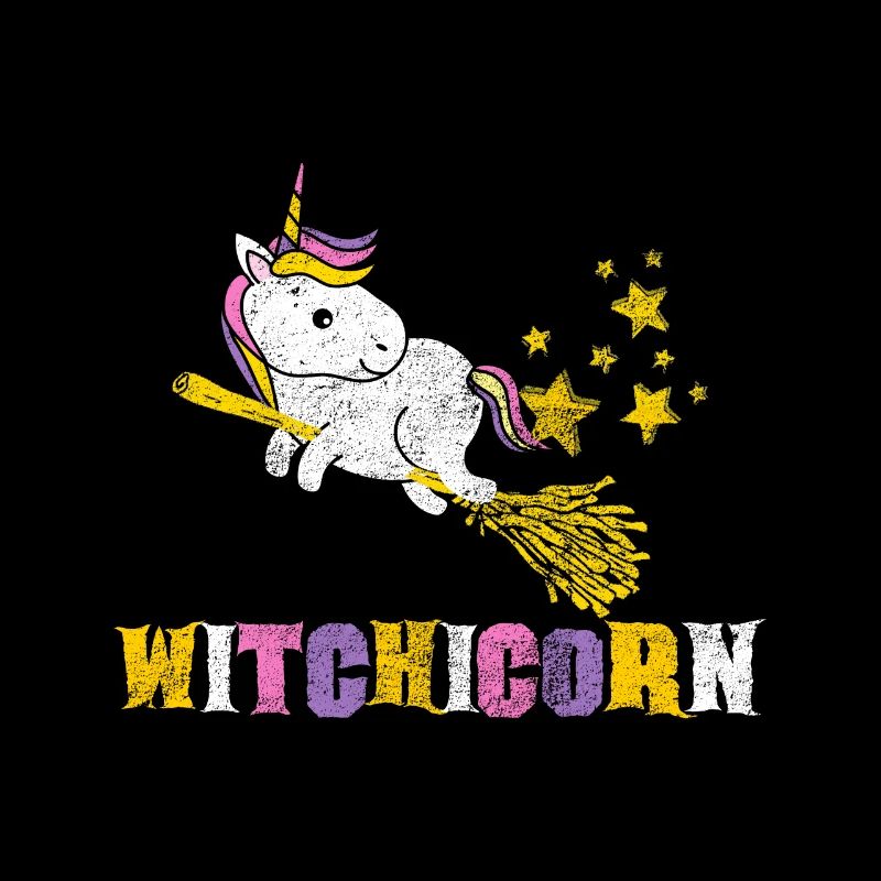 Hexen Einhorn am fliegen auf einem Besen