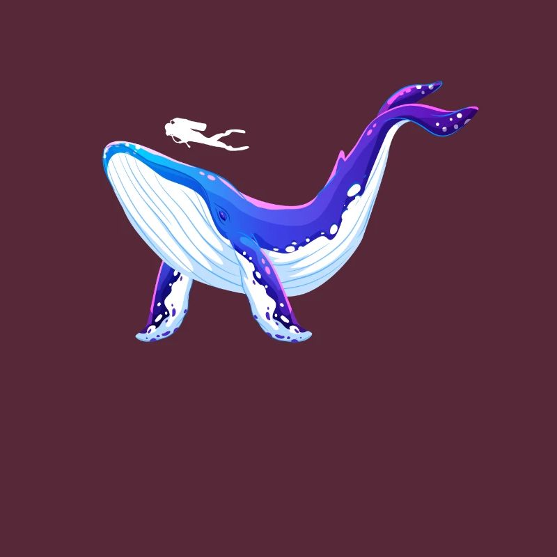 Conception de baleine bleue et de plongeur