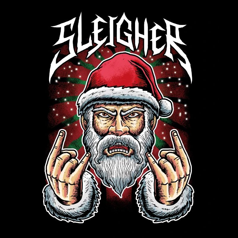 Rockender Weihnachtsmann Sleigher Weihnachtspulli