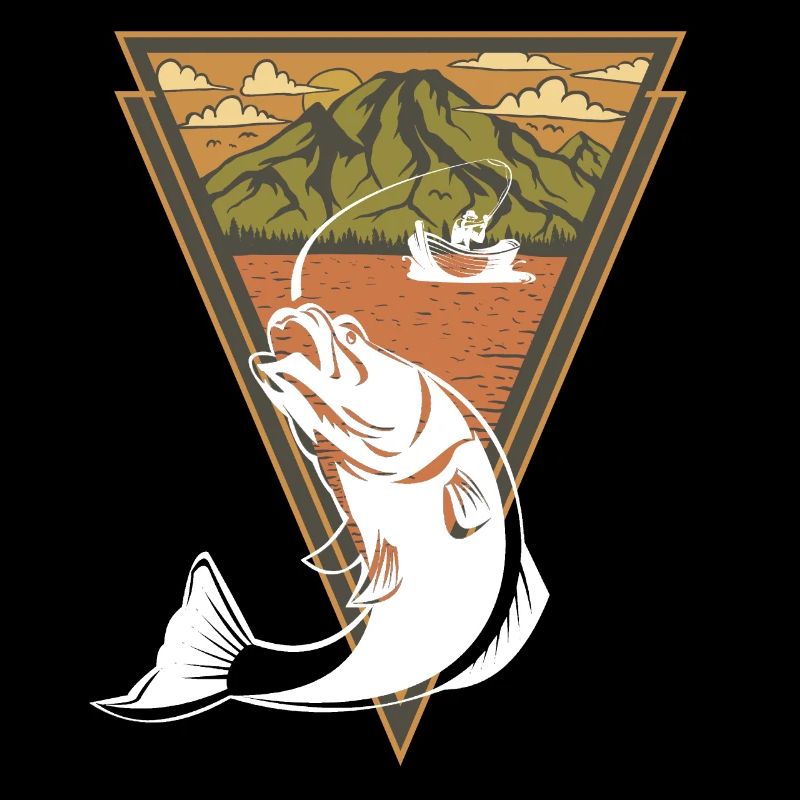 angling father uncle with fish float at sea