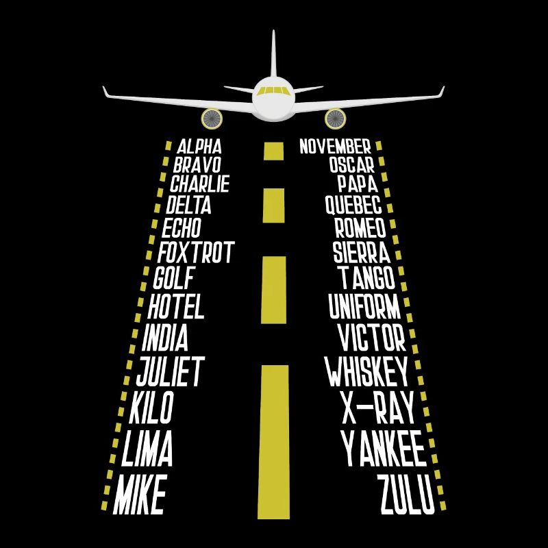 Pilot alphabet for flying, airplane,