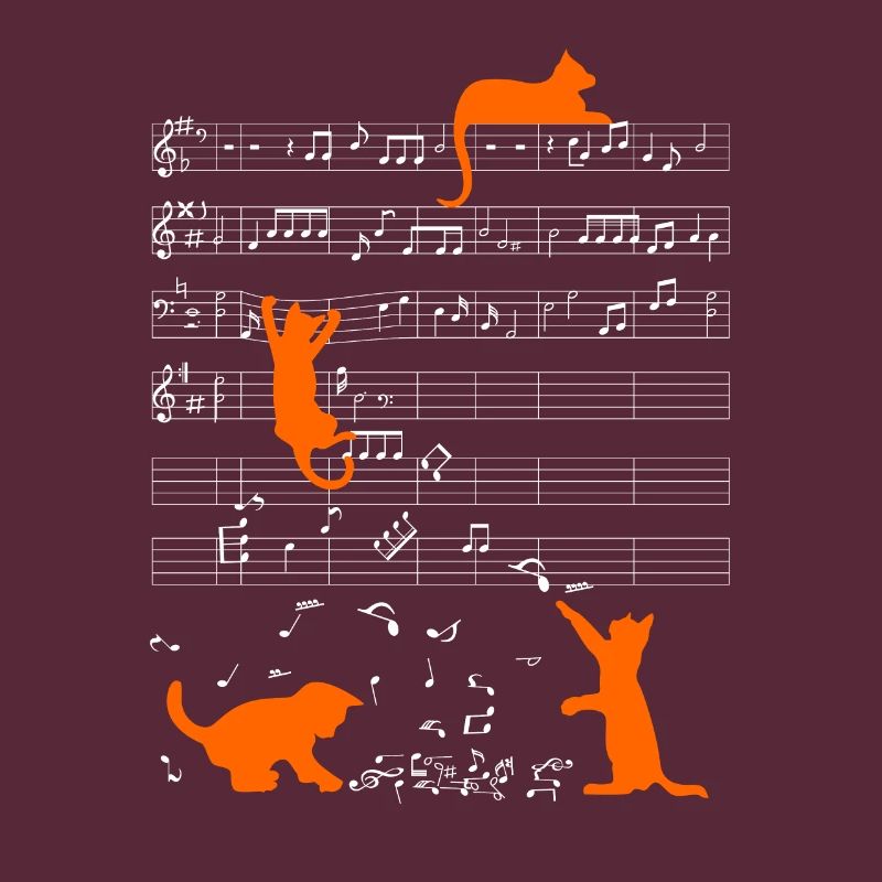 Note de musique de chat mignon notes orange musicien