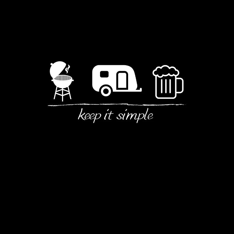 Restez simple, camping, caravane, barbecue, bière,