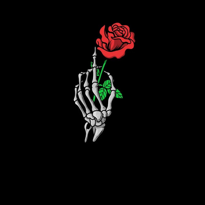Skeleton hand red roses tattoo style bone hand