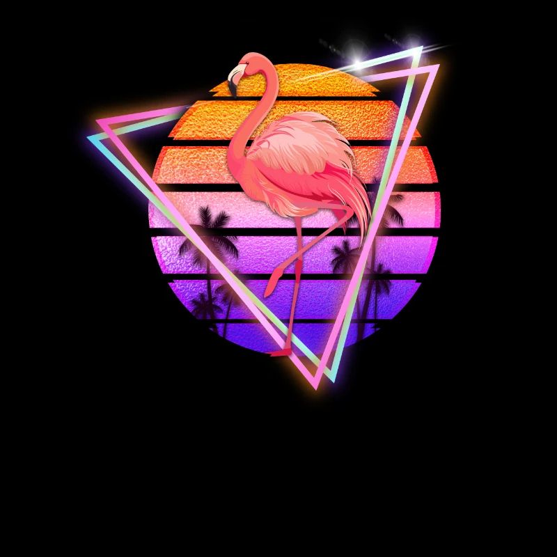 Flamingo Synthwave Retro Old School Gift