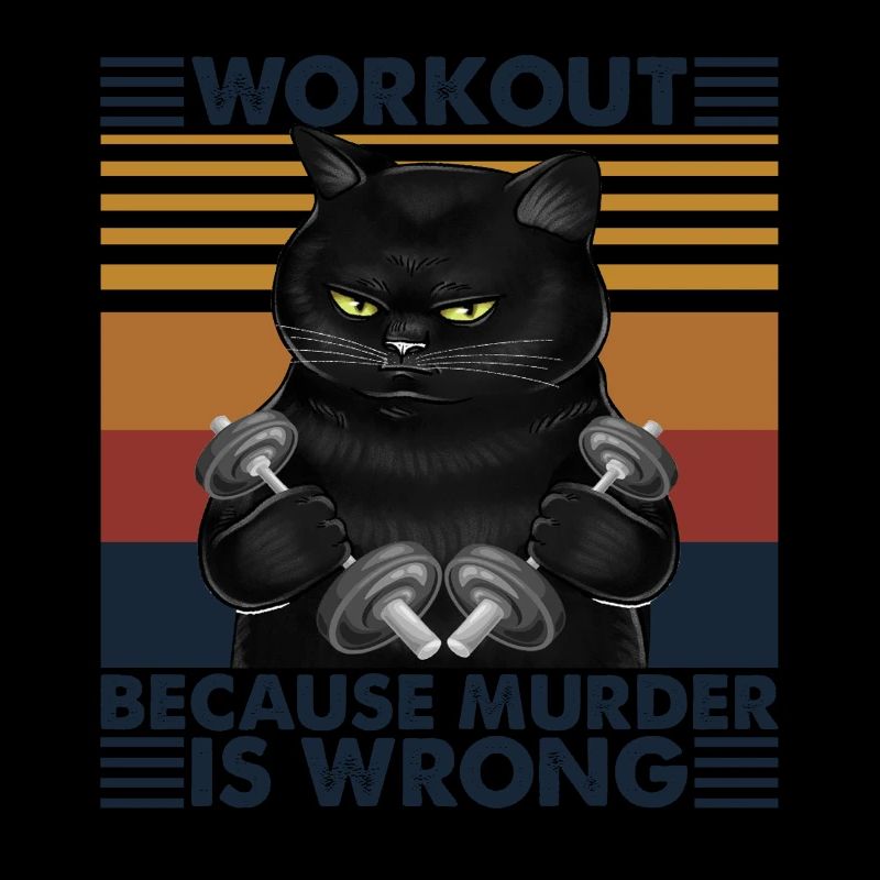 Workout Because Murder Is Wrong Vintage Black Cat