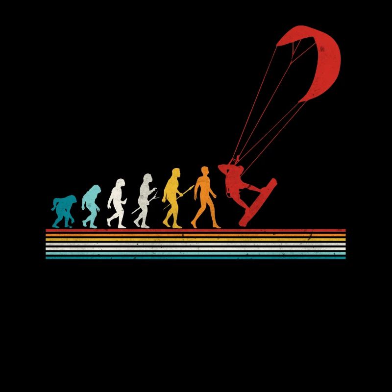 Retro Evolution Kite Surfing Funny Kite Boarding