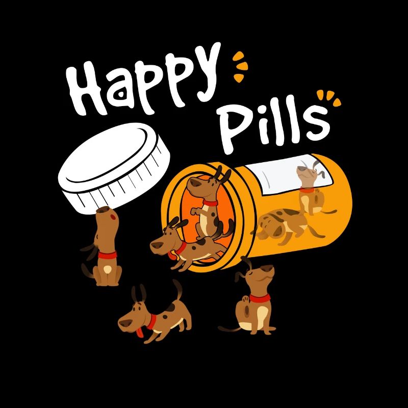 Conception de chien avec motif de chien "Happy Pills"