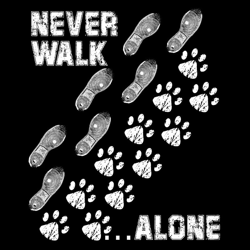 Pattes de chien empreinte de chaussure never walk alone chien