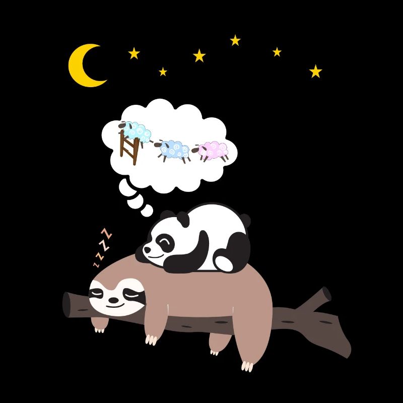 Cute Panda Sleeps on Sloth Pajamas