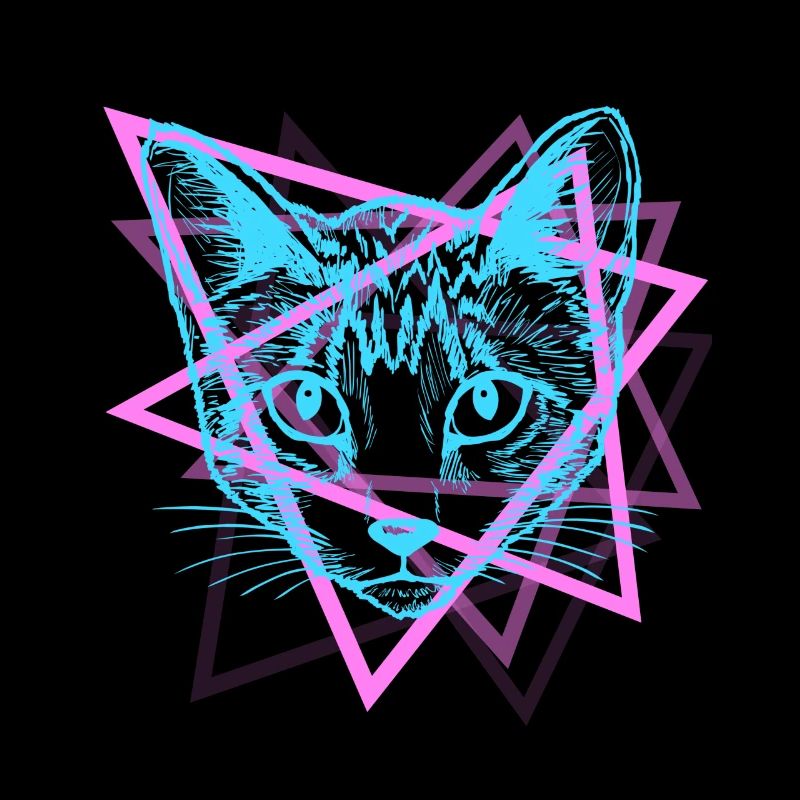 Psychedelic Rave Cat Abstract Vaporwave Gift
